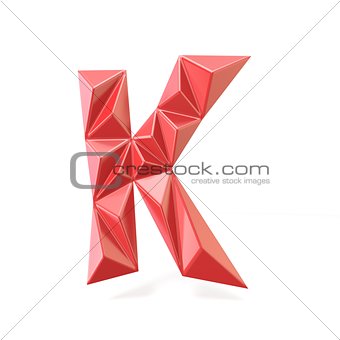 Red modern triangular font letter K. 3D