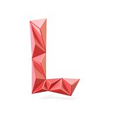 Red modern triangular font letter L. 3D