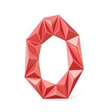 Red modern triangular font letter O. 3D