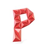 Red modern triangular font letter P. 3D