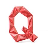 Red modern triangular font letter Q. 3D