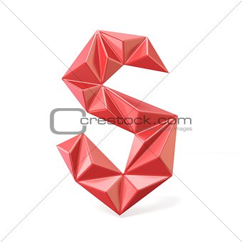 Red modern triangular font letter S. 3D