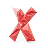 Red modern triangular font letter X. 3D