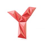 Red modern triangular font letter Y. 3D
