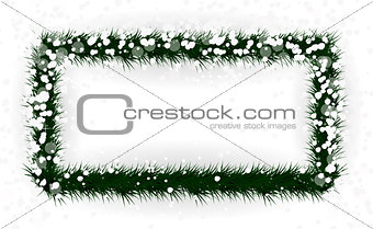 Frame of colorful coniferous branches. Vector Illustration.
