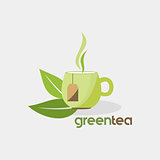 green tea organic drink vector logo