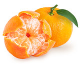 Peeled tangerine or mandarin fruit isolated