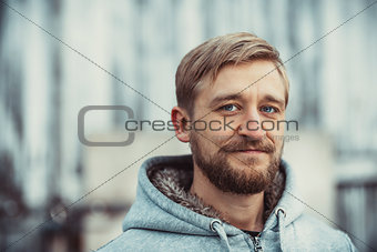 Portrait of a young bearded man
