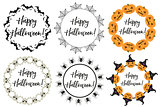 Halloween round frame for text. Isolated on white background. Template for your card design. Vector illustration.