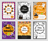 Halloween set of trendy posters.Happy Halloween collection of templates for your design of the invitation, greeting card, flyer. Vector illustration.