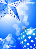 Blue Christmas Background with stars and bauble