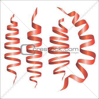 Colorful red Paper Streamers Background. Carnival Party Serpenti