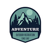 Hiking, mountain climbing and outdoor activity label