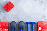 Holiday christmas birthday party sport flat lay composition