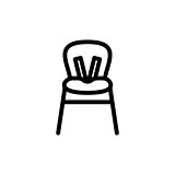 Baby highchair thin line icon. Outline symbol kid high chair for feeding for the design of children's webstie and mobile applications. Outline stroke kid pictograms. Baby safety device in the kitchen