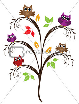 vector owl tree