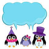 Party penguins with copyspace theme 2