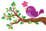 Stylized bird on spring branch theme 4