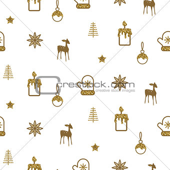 Gold and white new year simple icon vector holiday pattern.