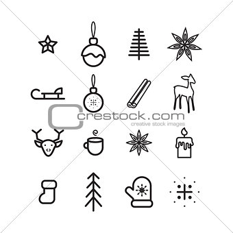 New year simple vector icon set.