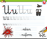 how to write letter U worksheet for kids
