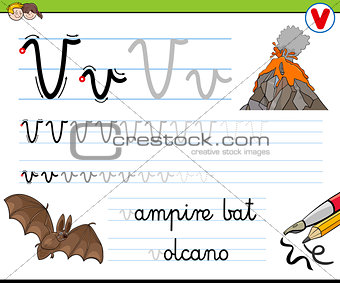 how to write letter V worksheet for kids