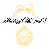 Merry Christmas lettering Greeting Card. Vector illustration
