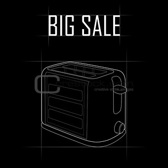 Contour drawing of a toaster, big sale