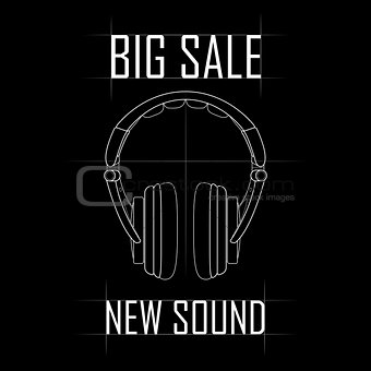 Contour pattern of comfortable headphones, big sale, new sound