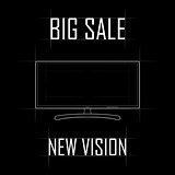 Contour drawing of the monitor, a big sale, a new vision