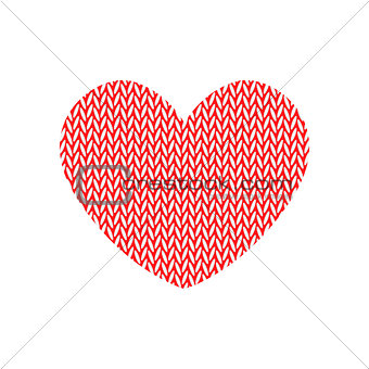 Knitted heart. Valentines day card. Vector illustration