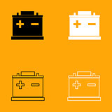 Car battery black and white set icon.