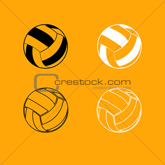 Volleyball ball black and white set icon.