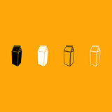Package for milk black and white set icon.