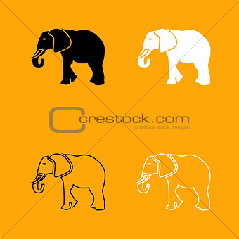 Elephant black and white set icon.