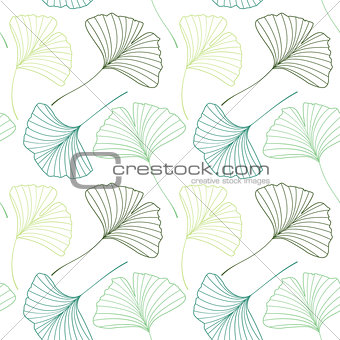 Seamless pattern with Ginkgo biloba leaves