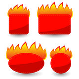 Set of Burning Paper Red Stickers
