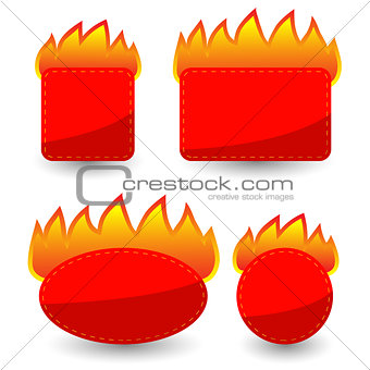 Set of Burning Paper Red Stickers