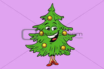 Christmas tree cute smiley face character