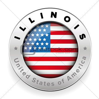 Illinois Usa flag badge button