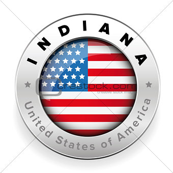 Indiana Usa flag badge button