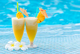 delicious pineapple cocktail beautifully decorated with umbrella