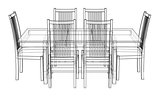 Dinner table with chairs. Vector rendering of 3d