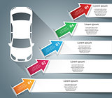 Road infographic design template and marketing icons. Car icon.