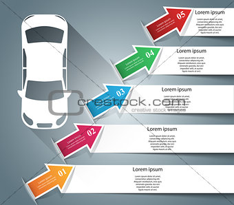Road infographic design template and marketing icons. Car icon.
