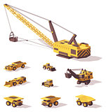 Vector low poly mining machines