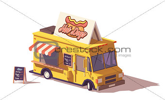Vector low poly hot dog food truck