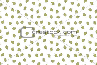 Seamless pattern with green falling leaves. Hand drawn design.