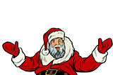 Santa Claus greeting gesture on white background