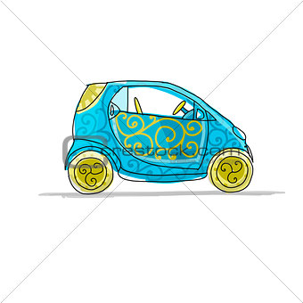 Small cute car, sketch for your design
